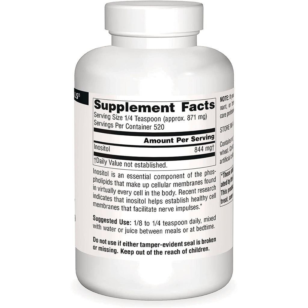 SN799 | Back label with Supplement Facts, serving size 1/4 teaspoon, inositol 844 mg, and suggested use - Thumbnail