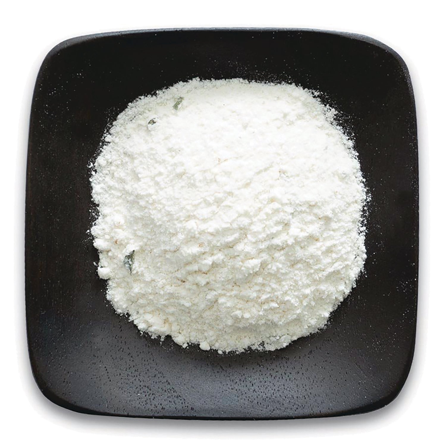 FNP077 | pile of white powder on a black square plate