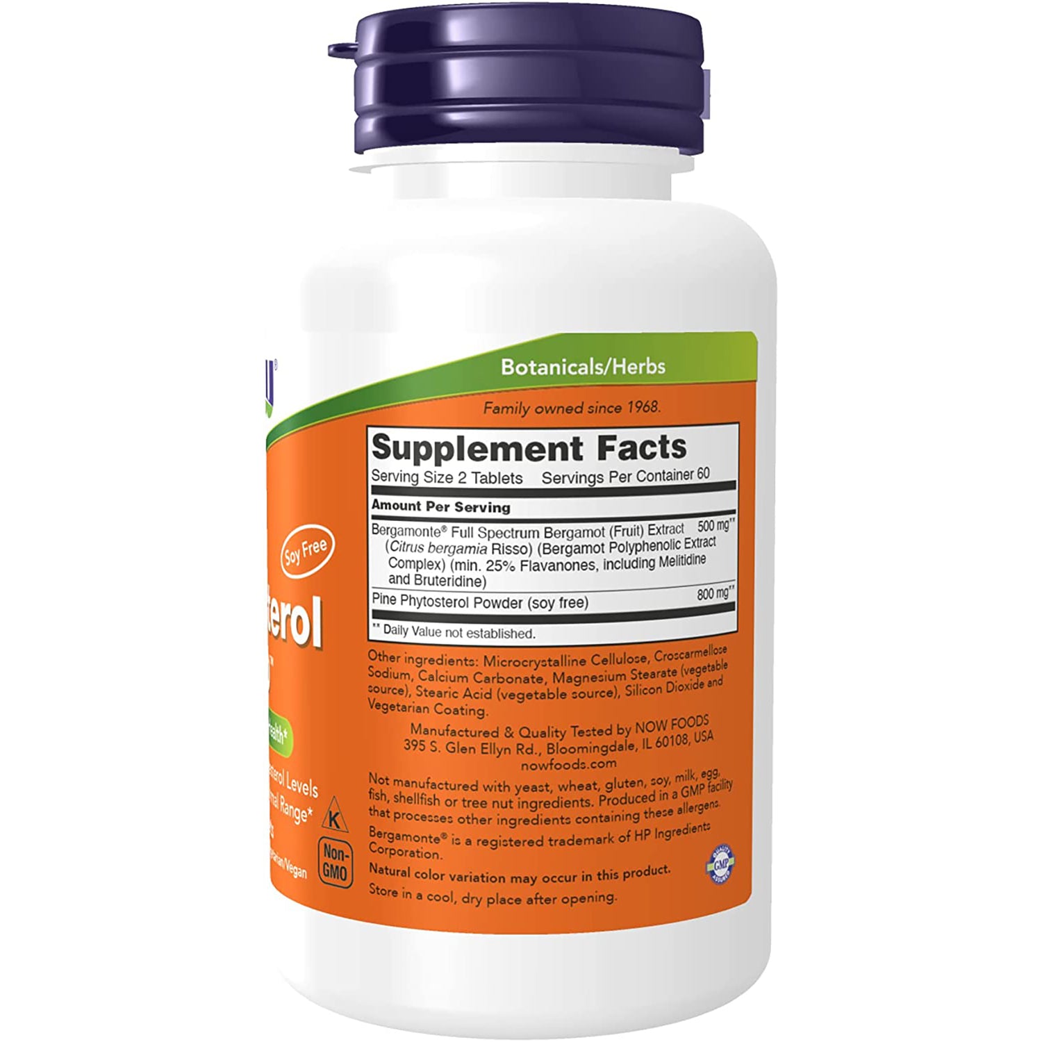 NWF985 | back label showing Supplement Facts, ingredients, and manufacturer information on orange supplement bottle