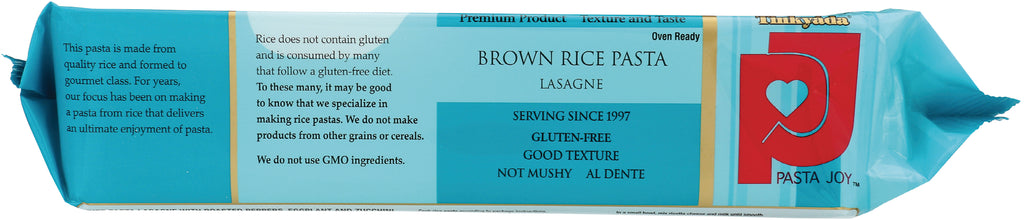 TKY009 | Back of Tinkyada Brown Rice Pasta Lasagne package; Oven Ready; Gluten-Free; Good Texture; Not Mushy - Thumbnail