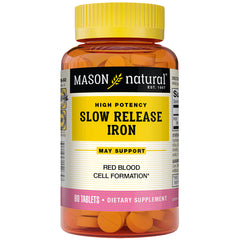 MSN062 | Mason Natural slow release iron bottle front label, 60 tablets dietary supplement