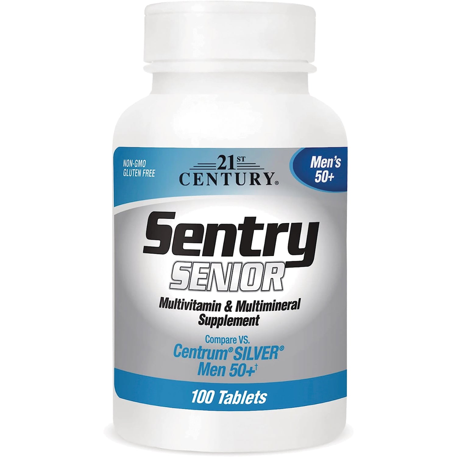 CNT281 | white bottle labeled Sentry Senior multivitamin & multimineral supplement for Men 50+, 100 Tablets