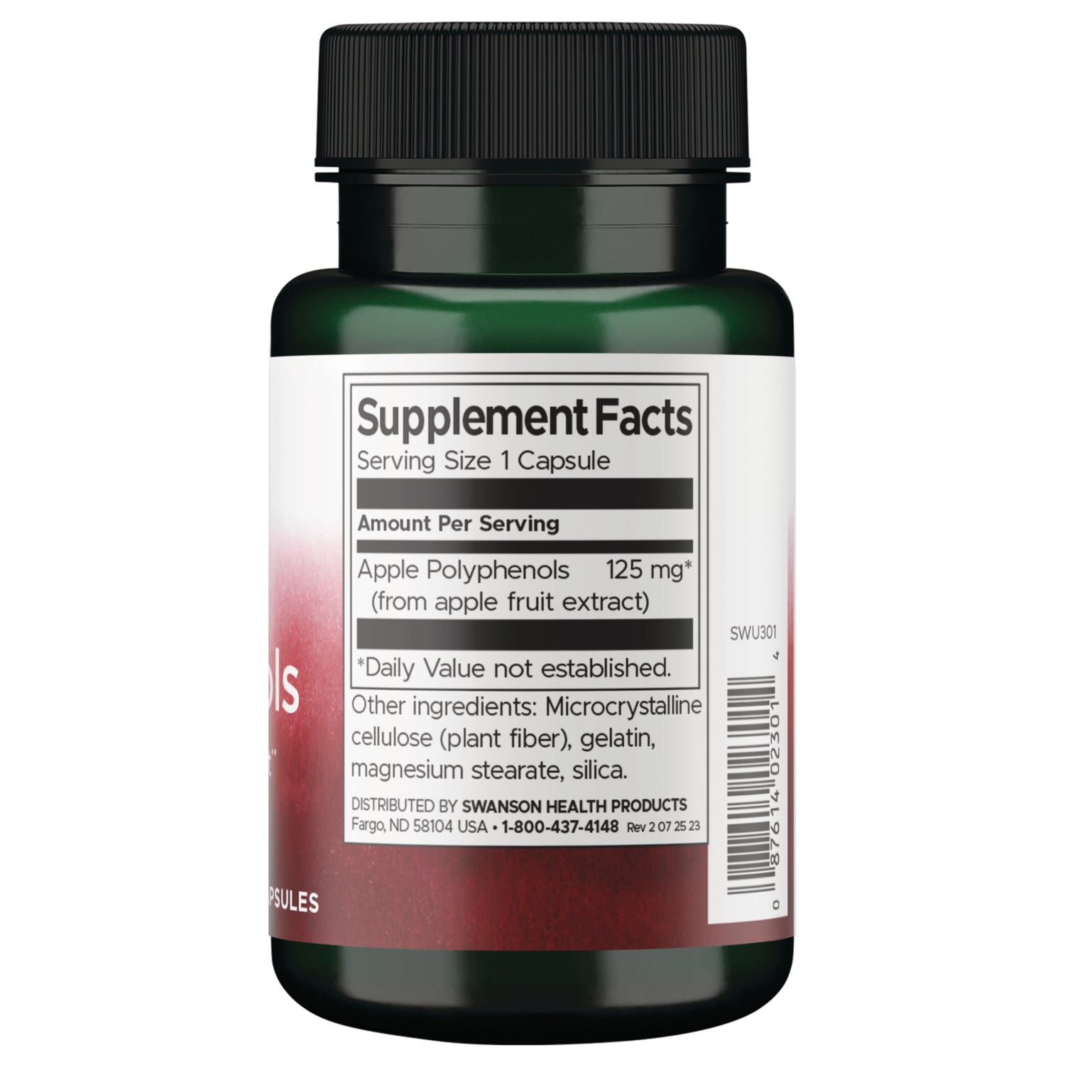 SWU301 | Back label with Supplement Facts