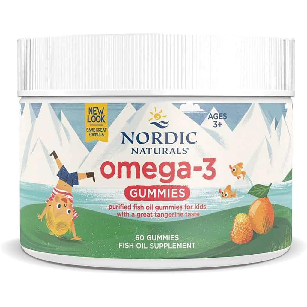 NRN016 | Nordic Naturals omega-3 gummies jar label showing 60 gummies and tangerine flavor - Thumbnail