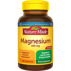NTM071 | Nature Made Magnesium 250 mg bottle front label, 200 tablets dietary supplement