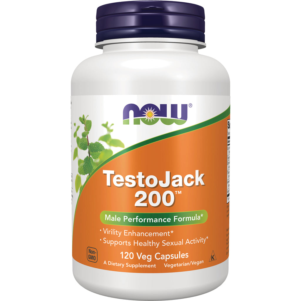 NWF1334 | NOW TestoJack 200 supplement bottle front label, Male Performance Formula, 120 Veg Capsules - Thumbnail