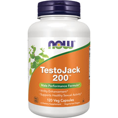 NWF1334 | NOW TestoJack 200 supplement bottle front label, Male Performance Formula, 120 Veg Capsules