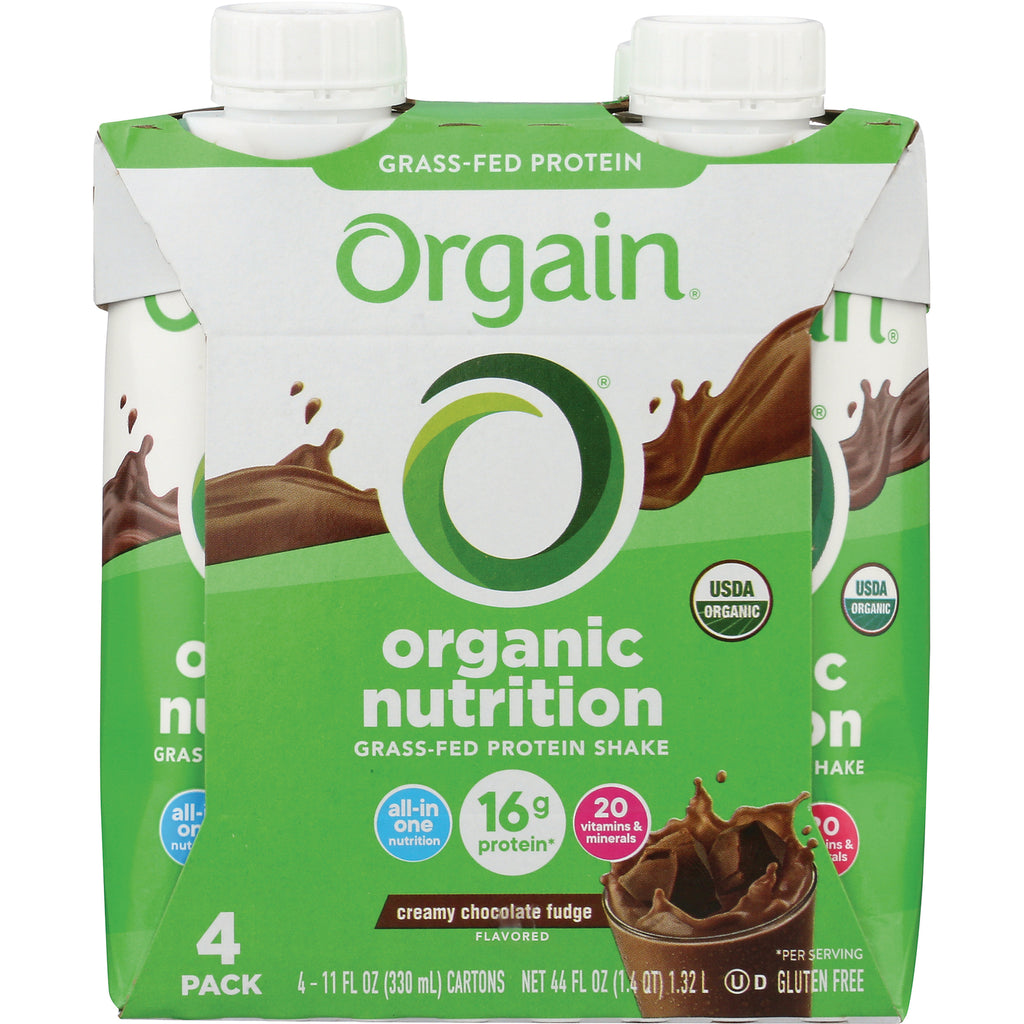 OGN001 | Orgain organic nutrition four-pack creamy chocolate fudge grass-fed protein shake carton - Thumbnail