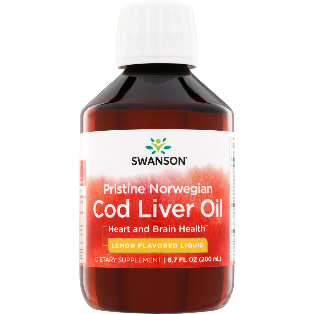 SWE081 | Swanson Pristine Norwegian Cod Liver Oil, lemon flavored liquid, 6.7 fl oz (200 mL) bottle - Thumbnail