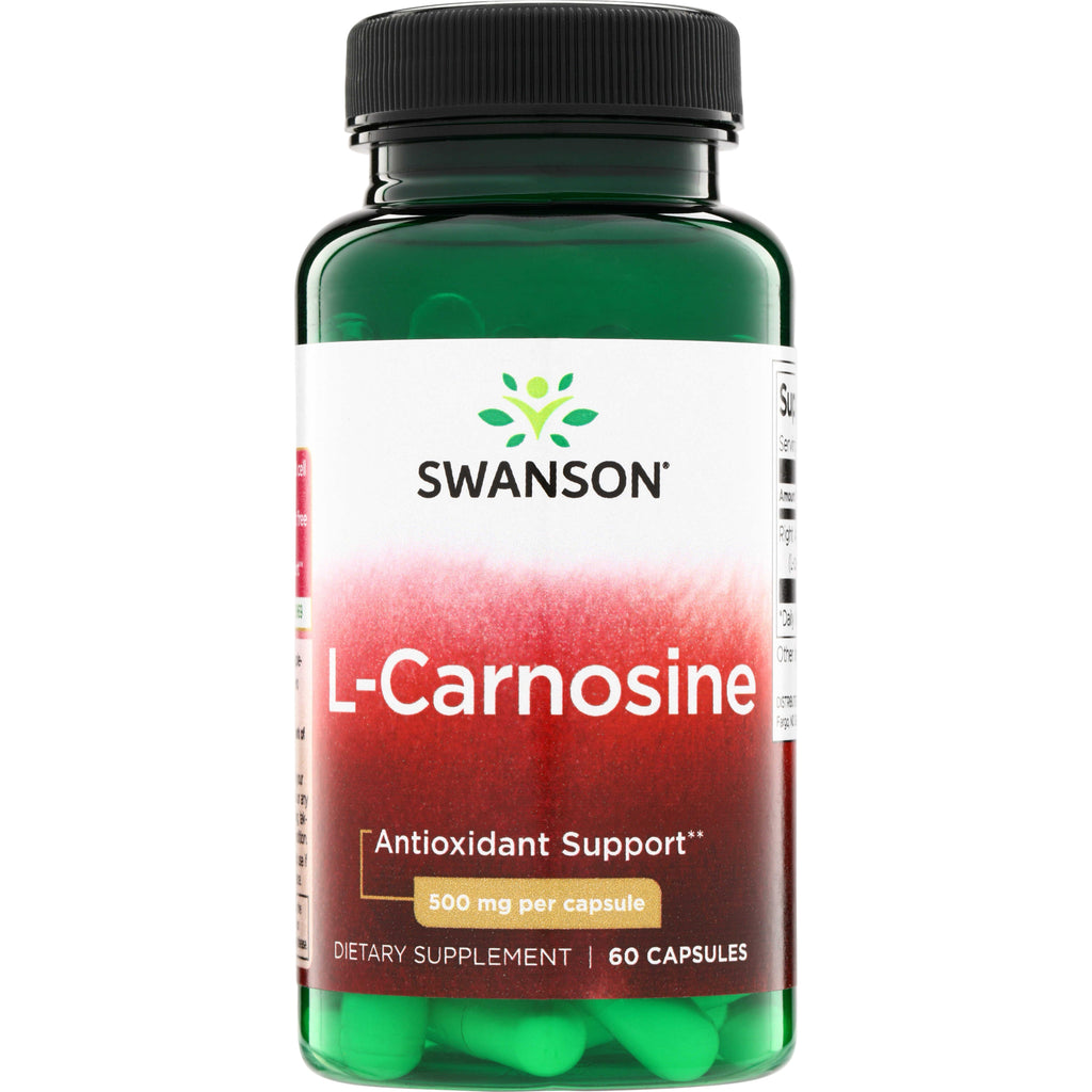 SWU118 | Swanson L-Carnosine, Antioxidant Support, 500 mg per capsule, 60-capsule bottle - Thumbnail