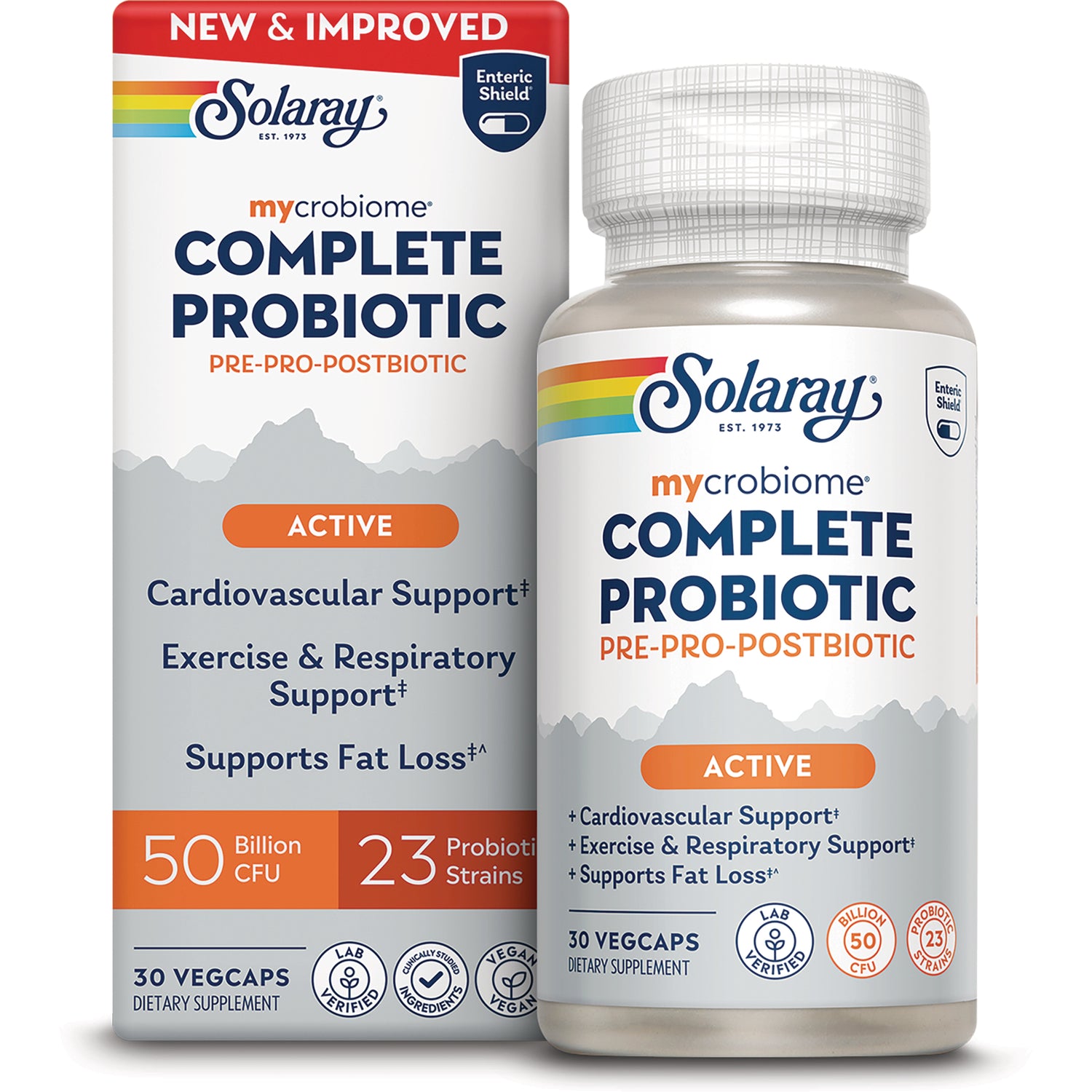 SLR532 | Solaray mycrobiome Complete Probiotic Active, Pre-Pro-Postbiotic, 30 VegCaps, New & Improved