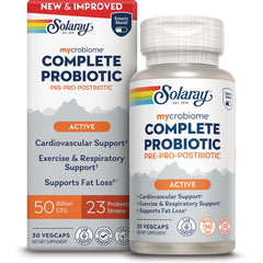 SLR532 | Solaray mycrobiome Complete Probiotic Active, Pre-Pro-Postbiotic, 30 VegCaps, New & Improved
