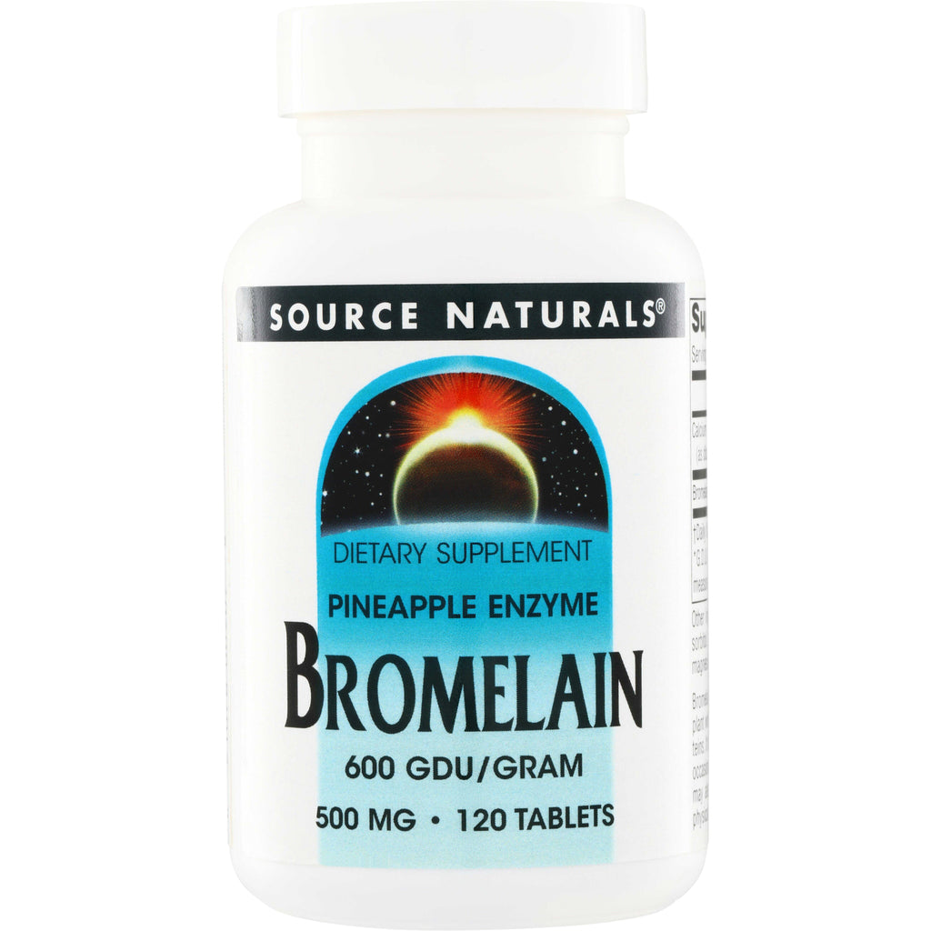 SN102 | Source Naturals Bromelain pineapple enzyme dietary supplement, 500 mg, 120 tablets, 600 GDU/gram - Thumbnail