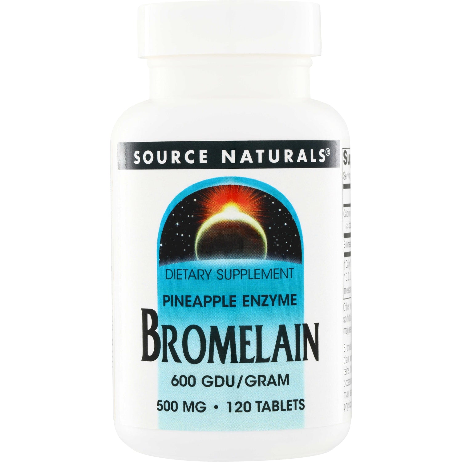 SN102 | Source Naturals Bromelain pineapple enzyme dietary supplement, 500 mg, 120 tablets, 600 GDU/gram