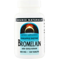 SN102 | Source Naturals Bromelain pineapple enzyme dietary supplement, 500 mg, 120 tablets, 600 GDU/gram