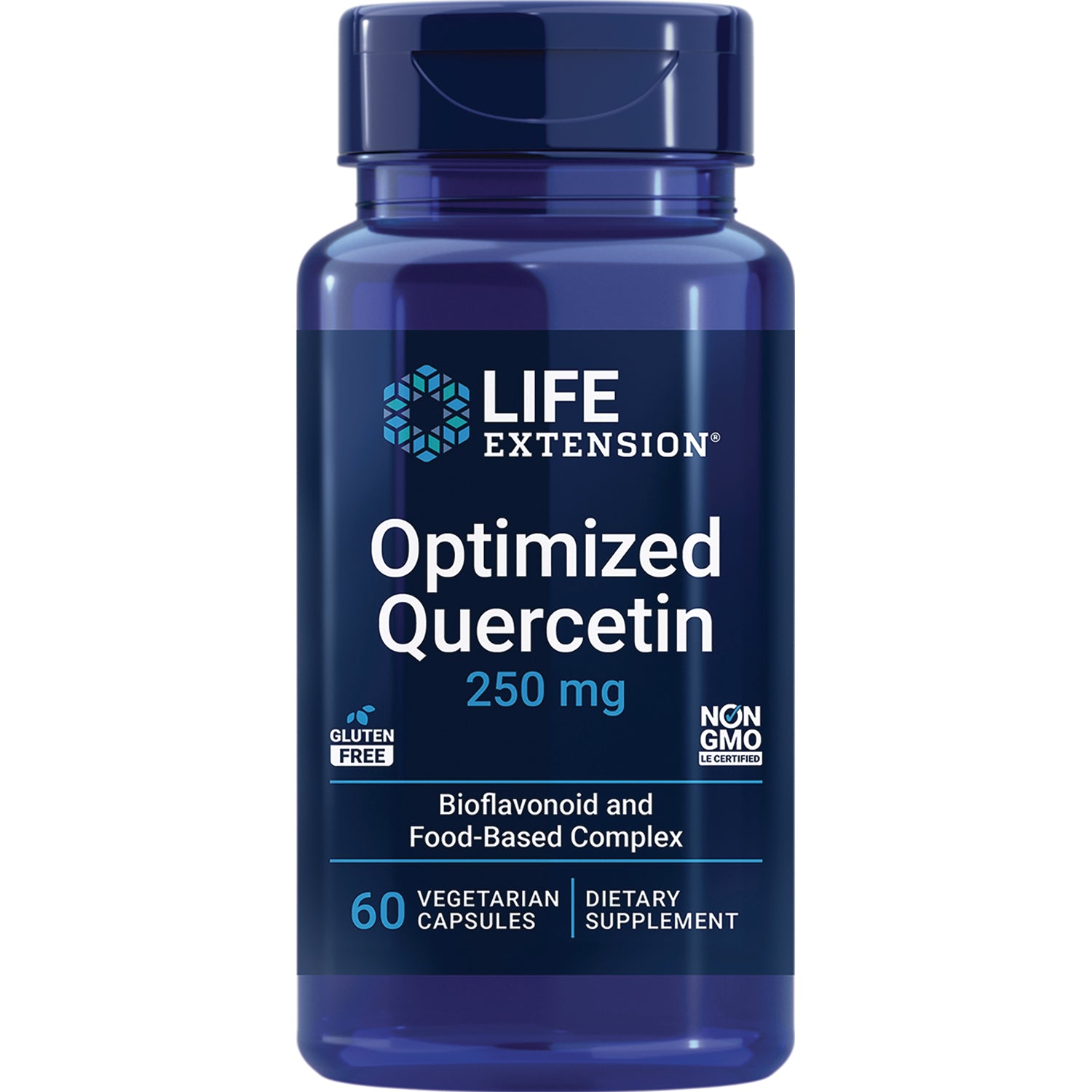 LE014 | Life Extension Optimized Quercetin 250 mg supplement bottle, 60 vegetarian capsules