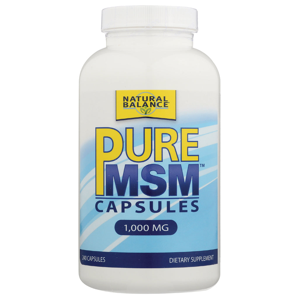 NBL006 | Natural Balance Pure MSM capsules bottle, 1,000 mg, 240 capsules, white bottle with blue label - Thumbnail