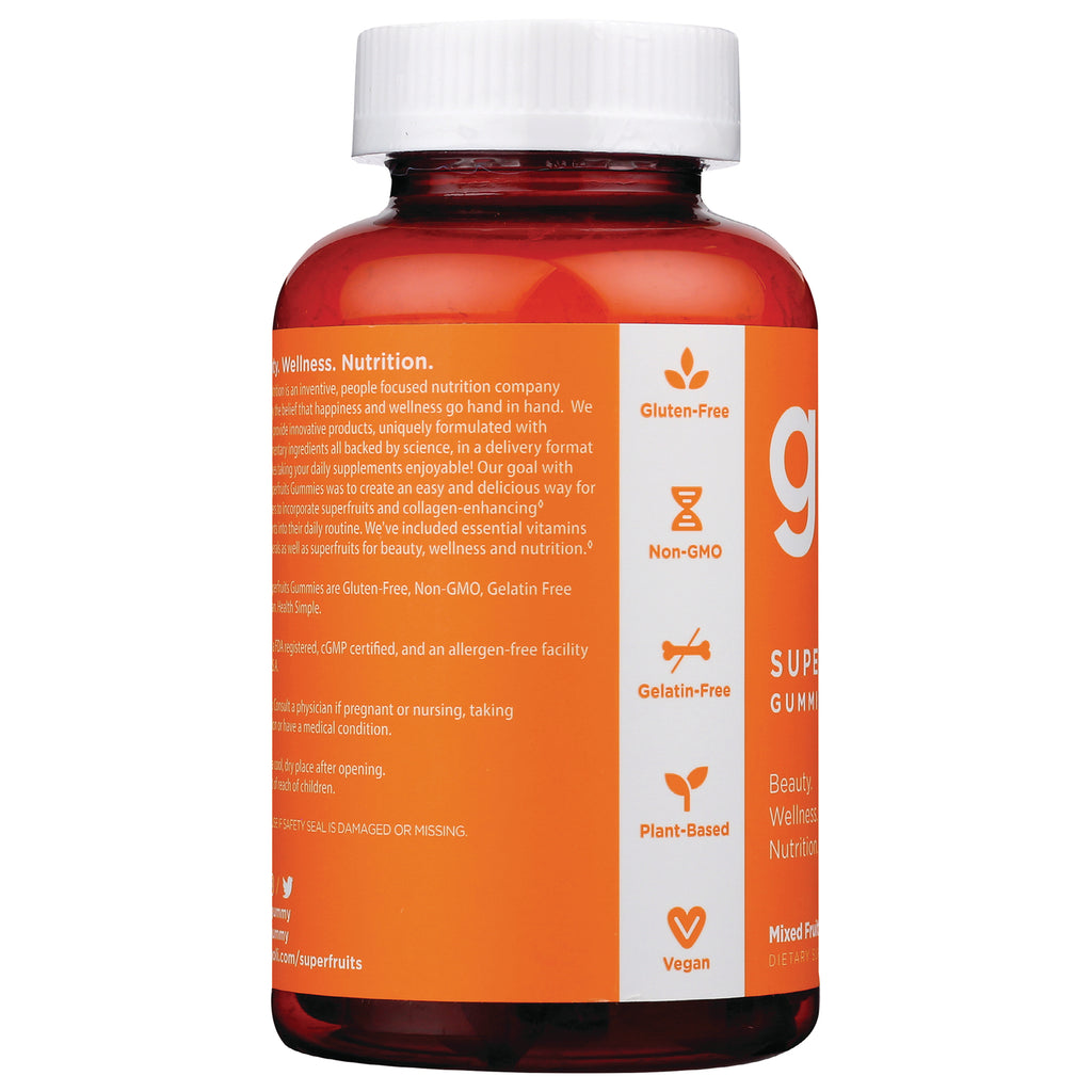 GOL004 | orange supplement bottle side showing icons and text for Gluten-Free, Non-GMO, Gelatin-Free, Plant-Based, Vegan - Thumbnail