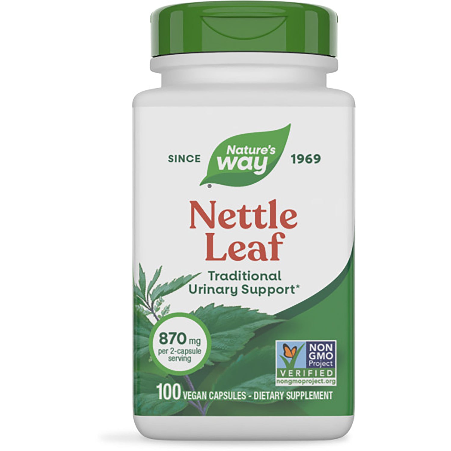 NW157 | Nature's Way Nettle Leaf supplement bottle labeled NETTLE LEAF Traditional Urinary Support, 100 vegan capsules