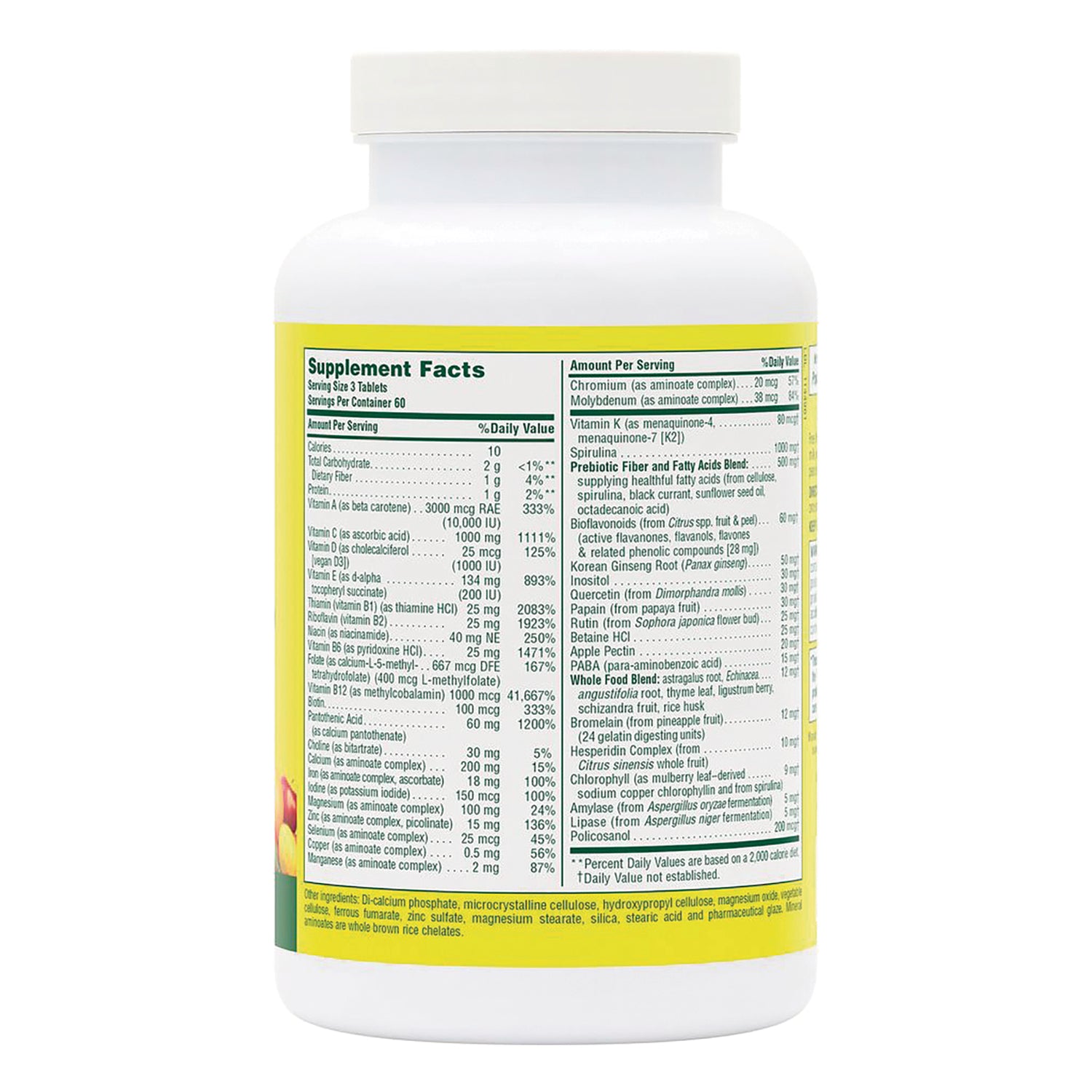 NTP041 | back label showing Supplement Facts and ingredient panel on white supplement bottle