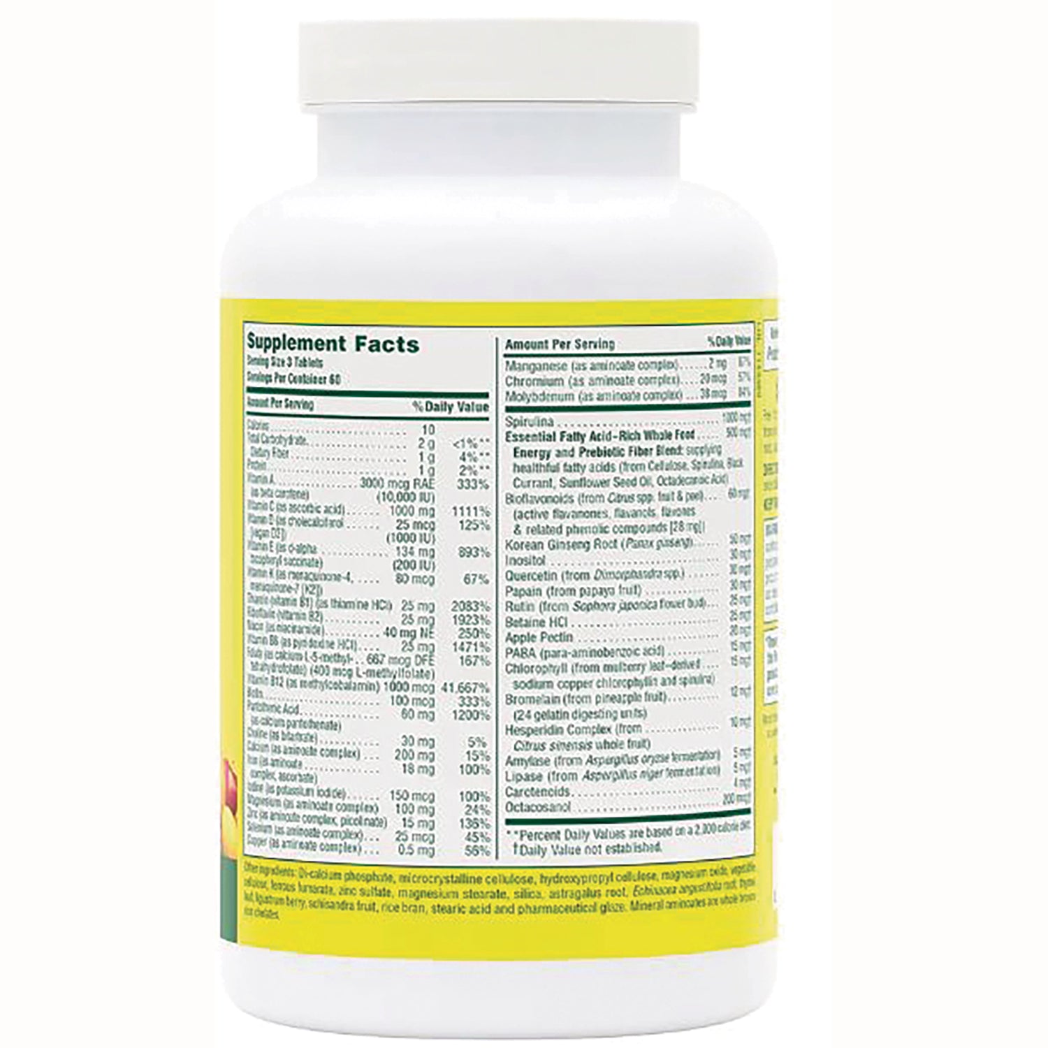 NTP041 | back label showing Supplement Facts and ingredient panel on white supplement bottle