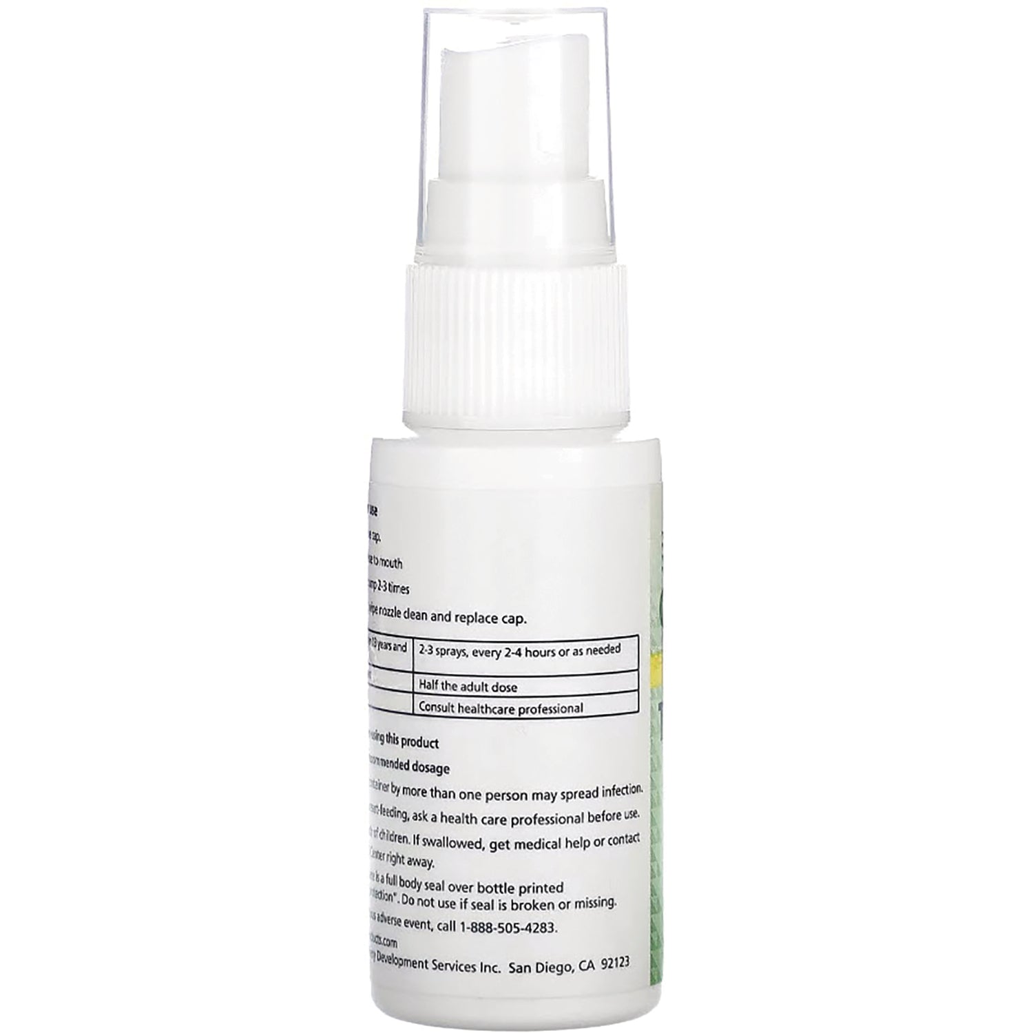 SEG006 | back of white spray bottle showing dosage table and usage instructions on label