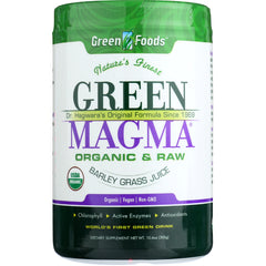 GM027 | Green Magma organic barley grass juice tub with Green Foods branding