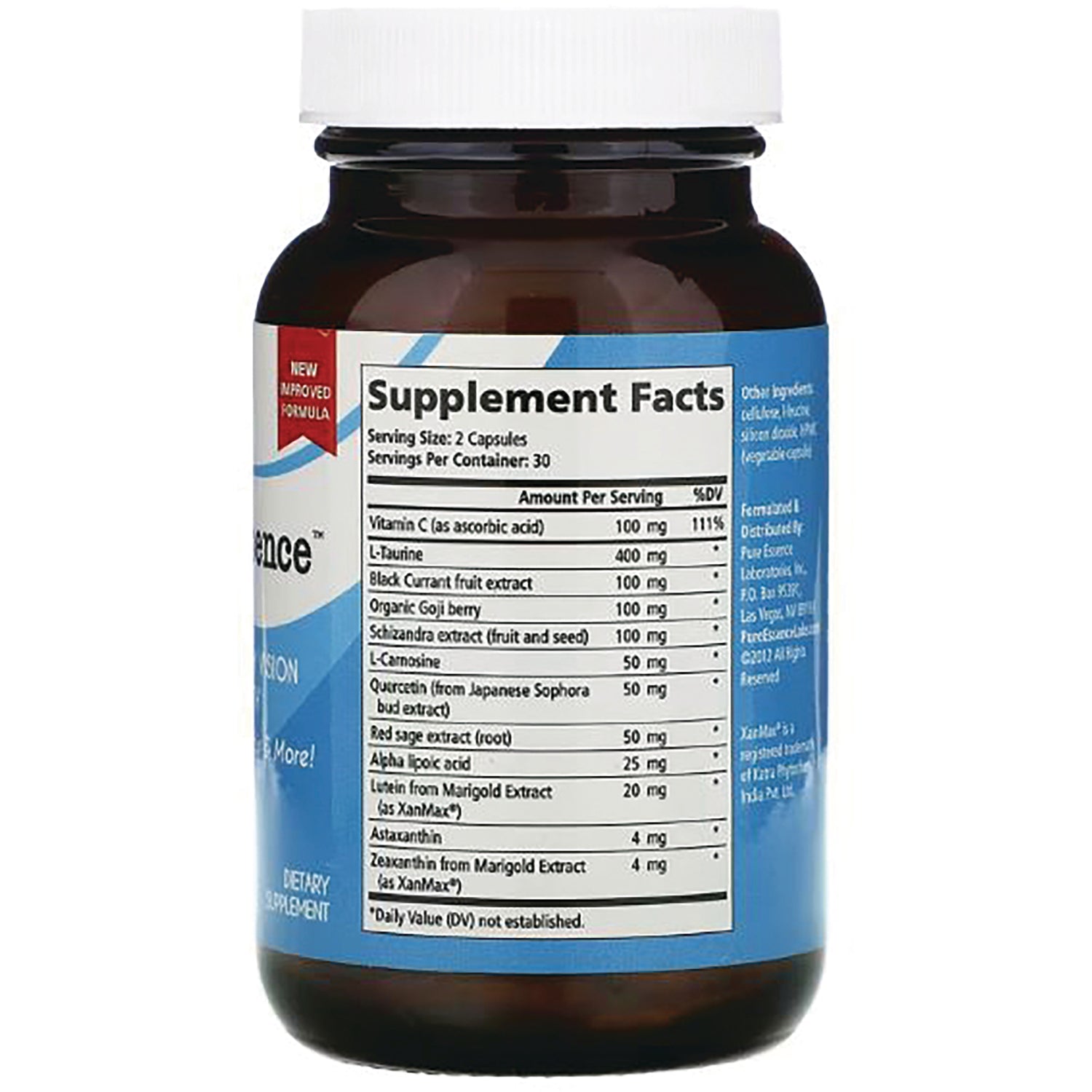 PEL056 | Back label showing Supplement Facts and ingredient panel on brown supplement bottle