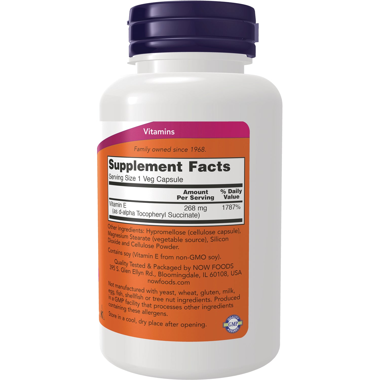 NWF744 | Back of white supplement bottle showing Supplement Facts panel, serving size and ingredients