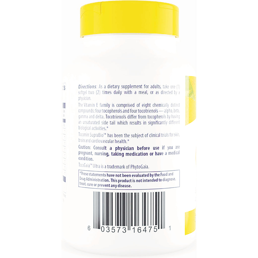 HRG004 | Back of white supplement bottle with yellow cap showing directions, caution text and barcode - Thumbnail