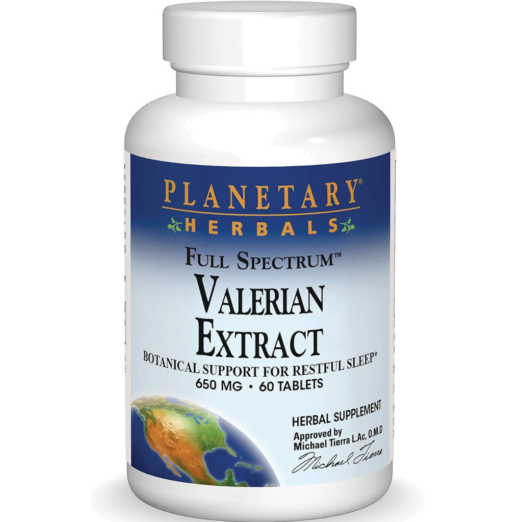 PF063 | Planetary Herbals Valerian Extract bottle, 650 mg, 60 tablets, botanical support for restful sleep - Thumbnail
