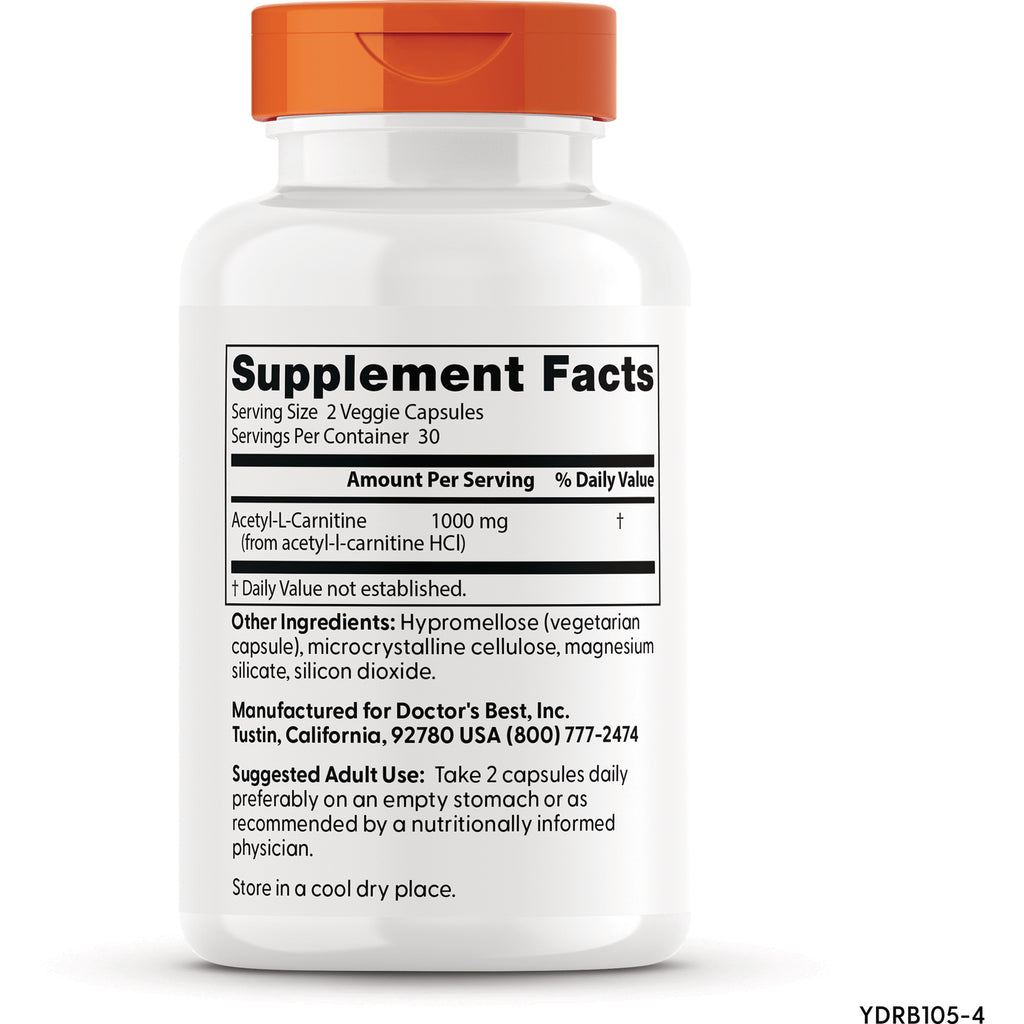 DB122 | Back label with Supplement Facts panel, ingredient list, and suggested use on white bottle - Thumbnail