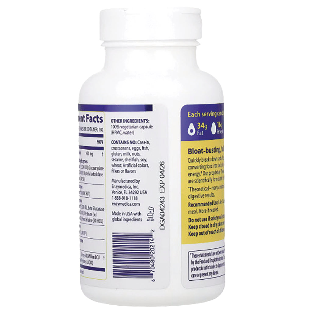 EMD011 | Back of white supplement bottle showing ingredients, barcode, and nutrition facts panel - Thumbnail