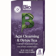 BNN072 | Bio Nutrition Acai Cleansing & Detox Tea purple front box showing brand name and 30 tea bags, herbal supplement