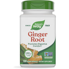 NW139 | Nature's Way Ginger Root supplement bottle showing label and 100 vegan capsules