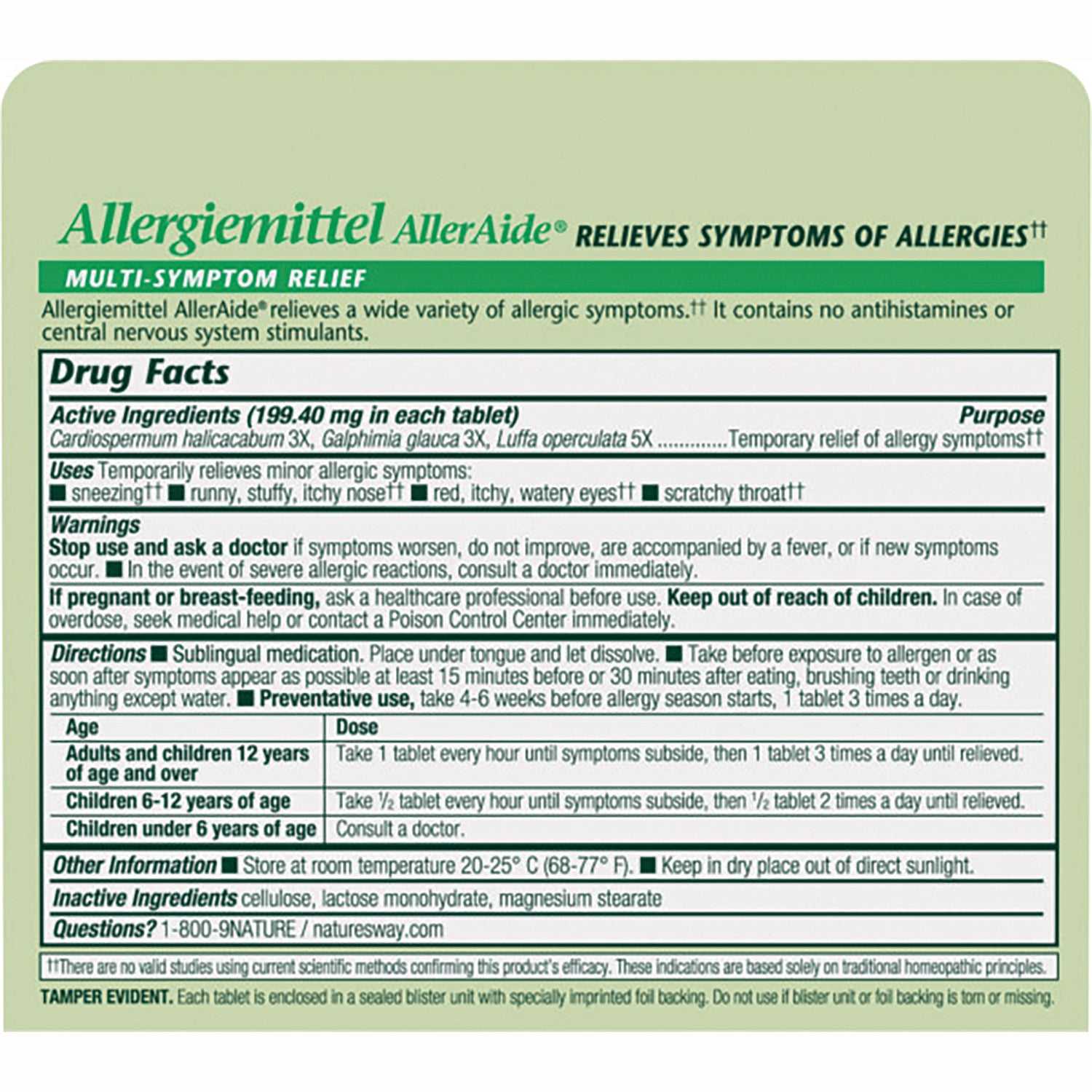 BRK017 | Back label showing Drug Facts panel with active ingredients, uses, warnings, directions, and dosage table