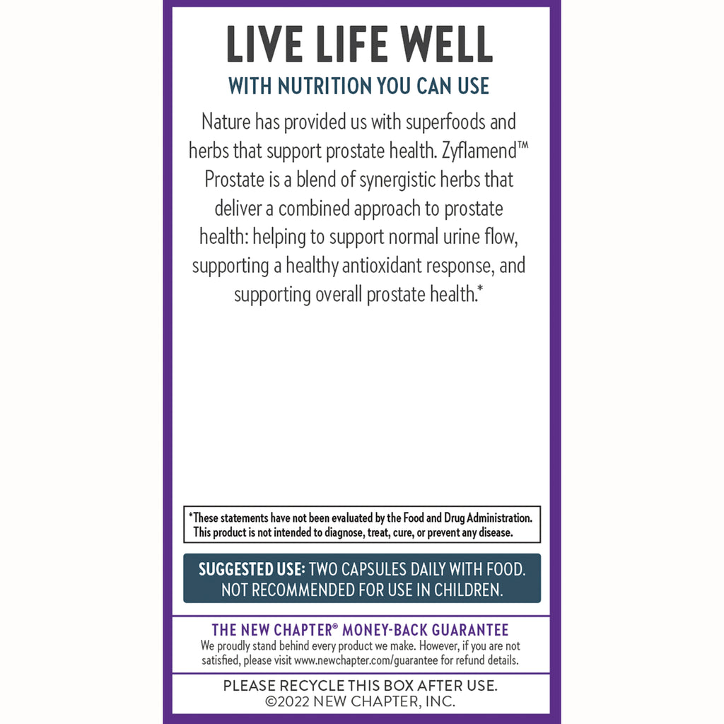 NWC276 | Back panel with product description, suggested use two capsules daily with food, money-back guarantee and recycle notice - Thumbnail