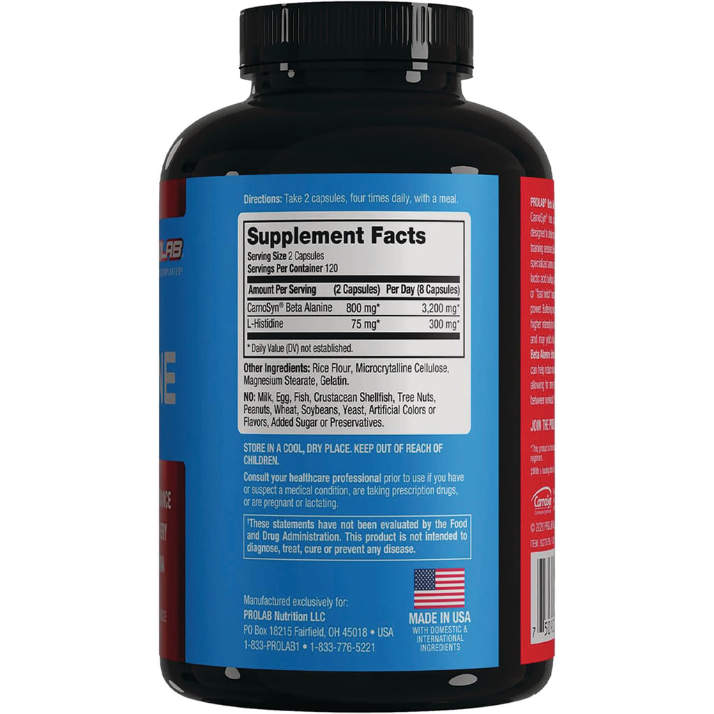 PRL030 | Back of black supplement bottle showing Supplement Facts label, ingredient list, and Made in USA flag - Thumbnail