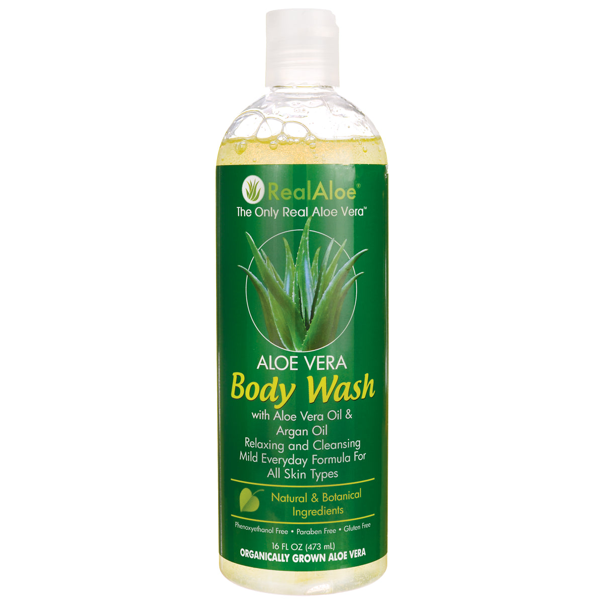RA014 | RealAloe Aloe Vera Body Wash front green bottle 16 fl oz