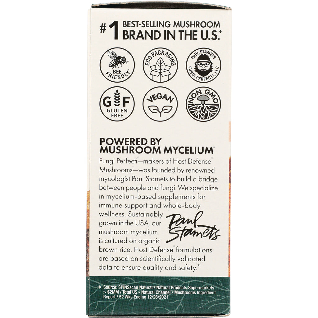 Box back showing certification icons, Powered by mushroom mycelium heading, product description and Paul Stamets signature - Thumbnail