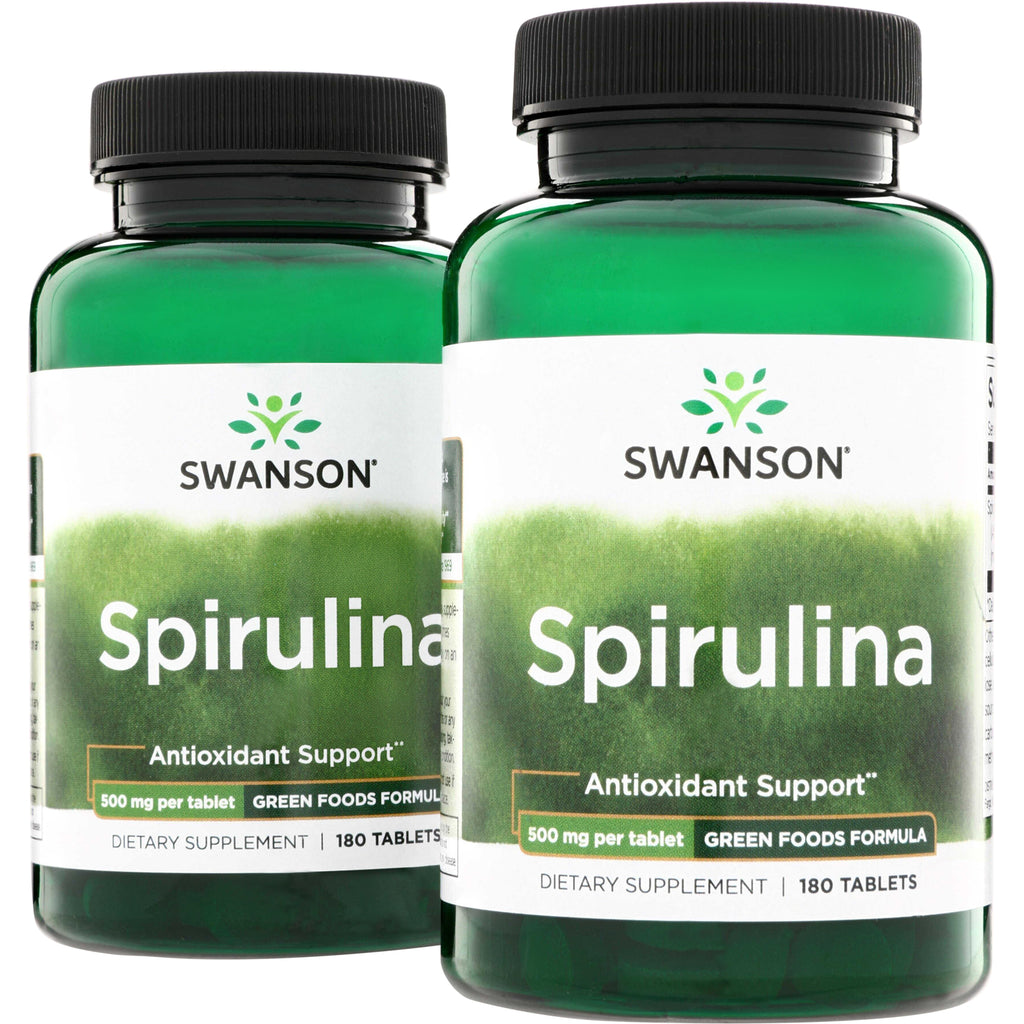 SWR030 | Swanson Spirulina tablets, Antioxidant Support, 500 mg per tablet, 180 tablets, Green Foods Formula - Thumbnail