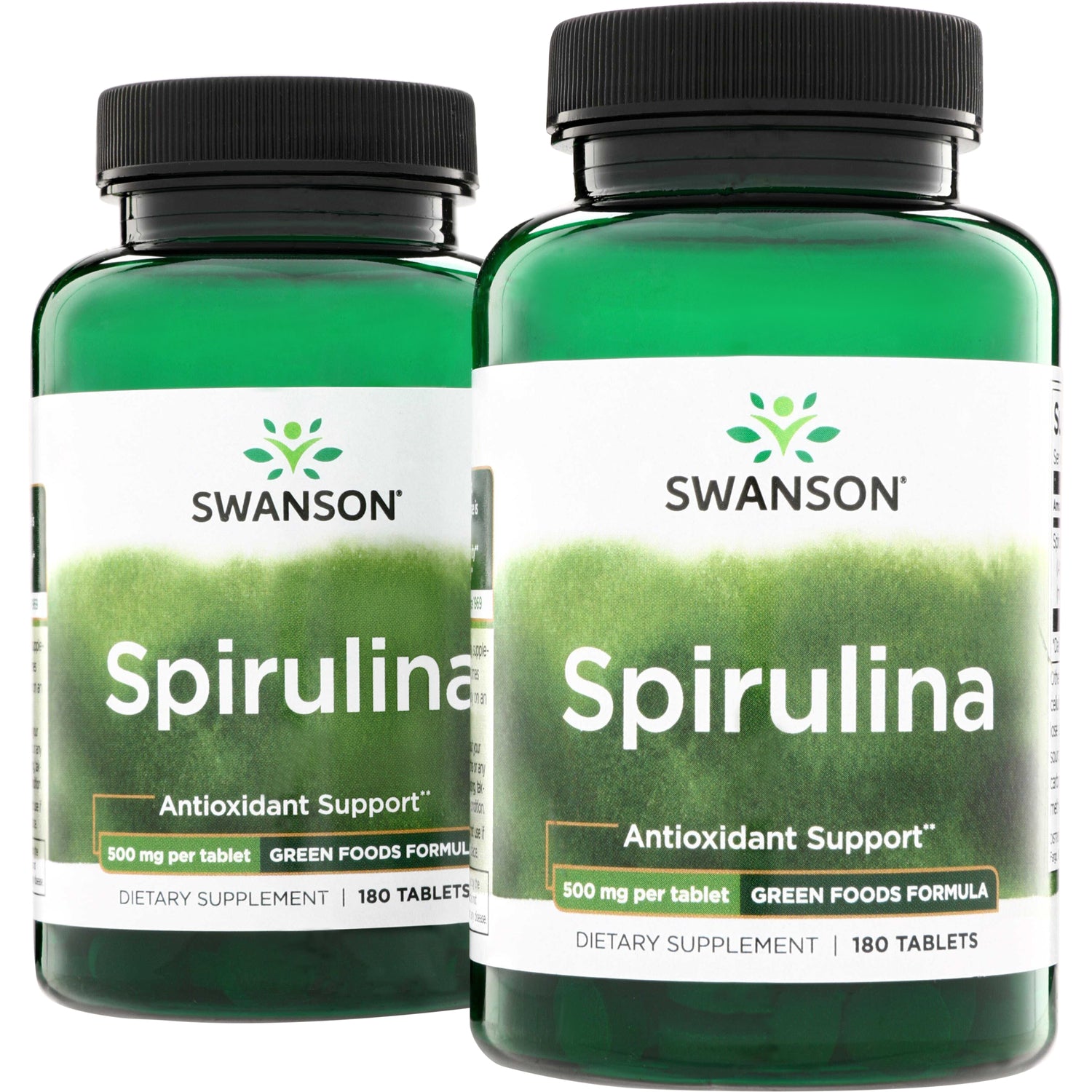 SWR030 | Swanson Spirulina tablets, Antioxidant Support, 500 mg per tablet, 180 tablets, Green Foods Formula