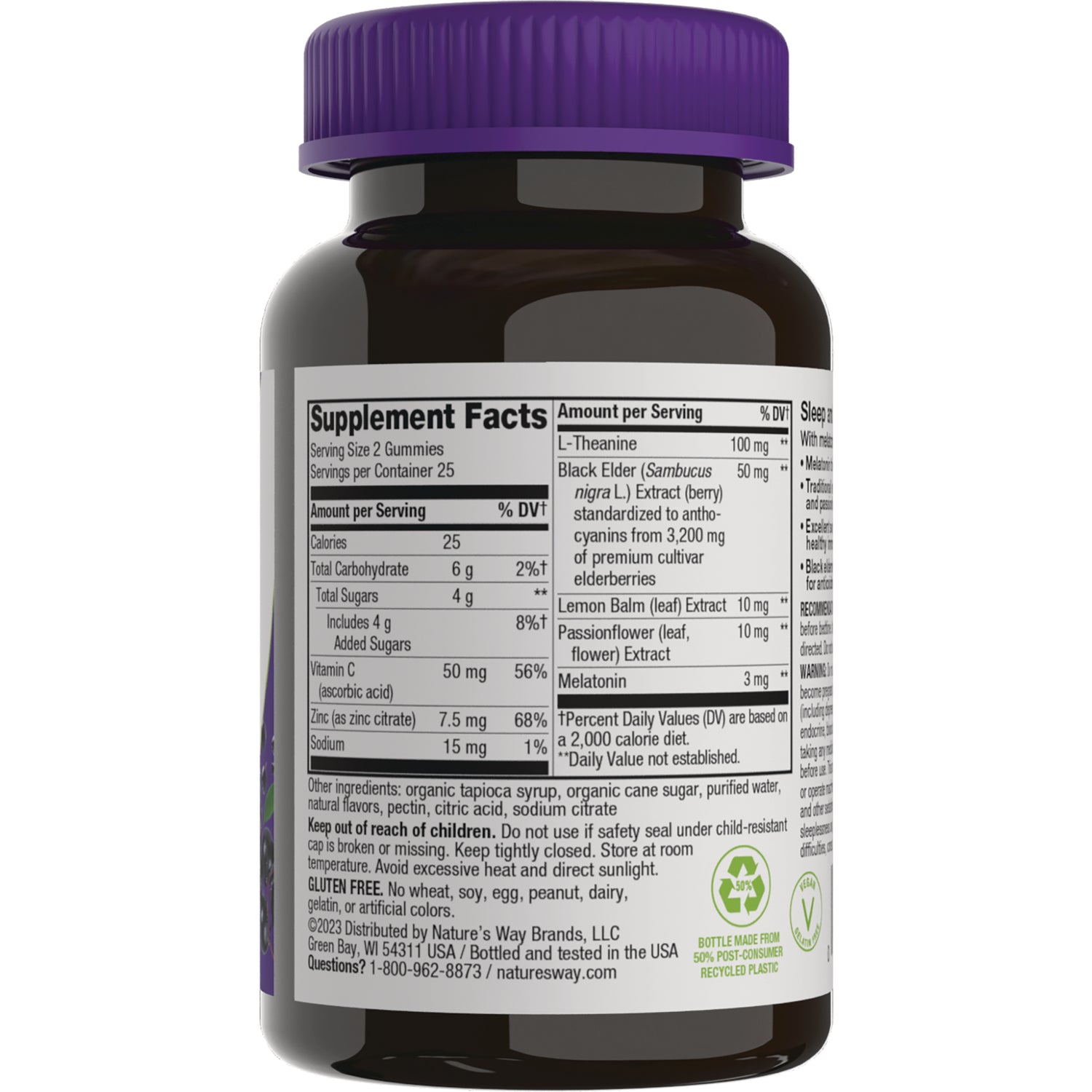 NW1001 | Back label showing Supplement Facts and ingredient panel on brown supplement bottle