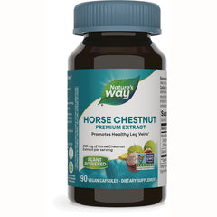 NW527 | Nature's Way Horse Chestnut premium extract bottle showing label and 90 vegan capsules