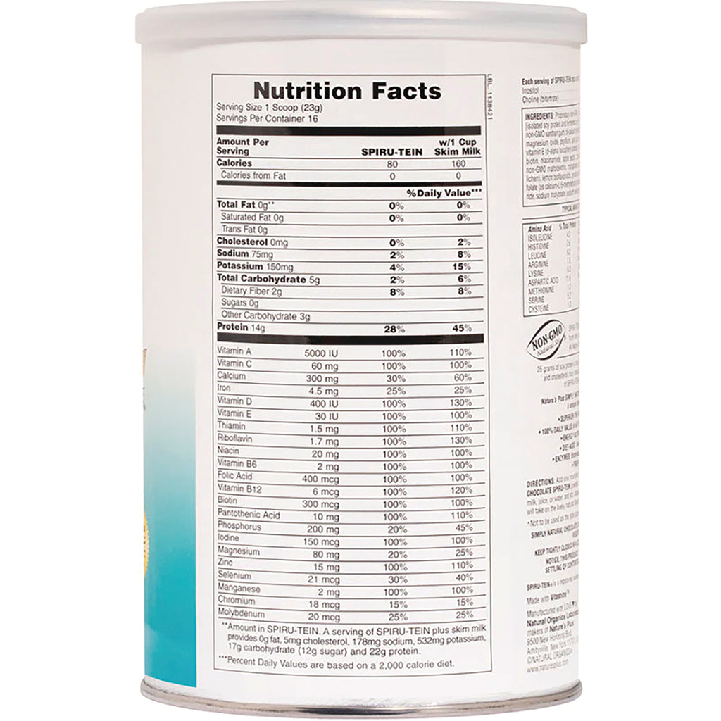 NTP170 | Back label showing Nutrition Facts panel and supplement facts table on can - Thumbnail