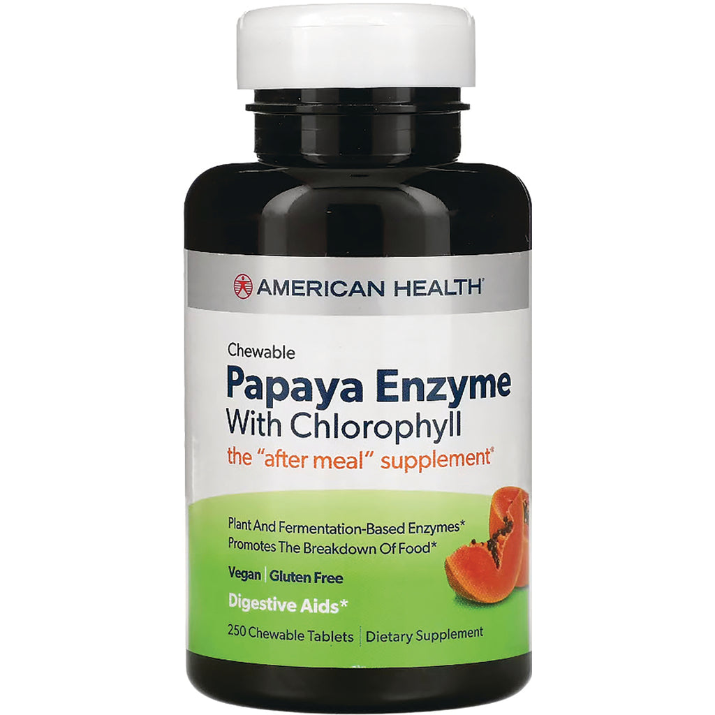 AM094 | American Health Chewable Papaya Enzyme With Chlorophyll, 250 chewable tablets - Thumbnail