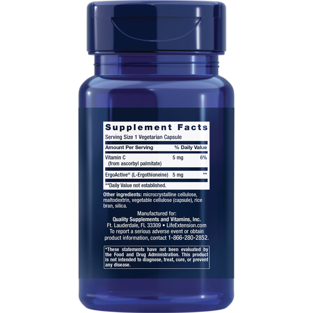 LE582 | Supplement Facts label on back of blue supplement bottle showing serving size, ingredients, and warnings - Thumbnail