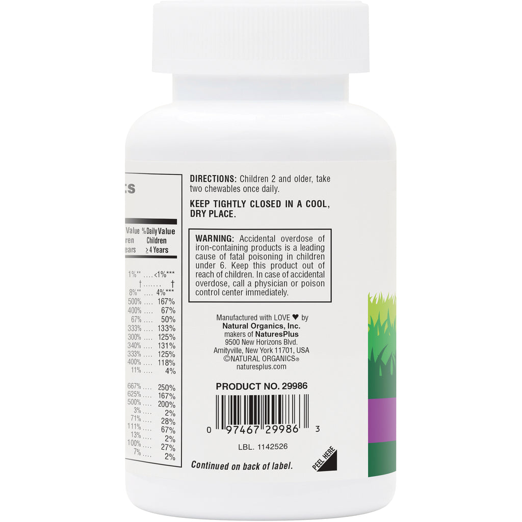 NTP011 | Back label of white supplement bottle showing directions, warning box, nutrition panel and barcode - Thumbnail