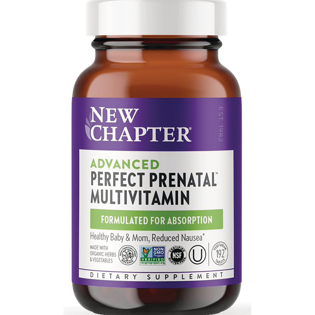 NWC148 | New Chapter Advanced Perfect Prenatal multivitamin bottle with purple label, front view - Thumbnail