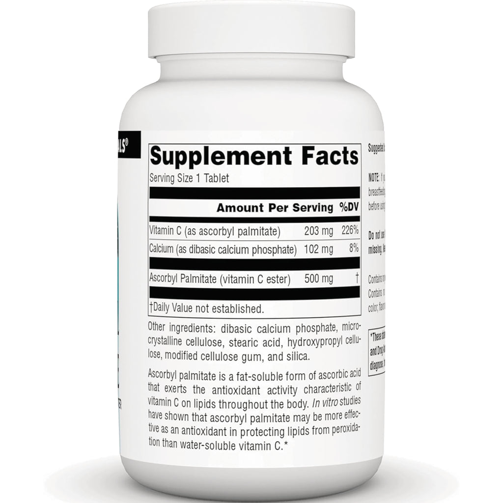 SN526 | Back label with Supplement Facts and ingredients for vitamin C and calcium tablets - Thumbnail